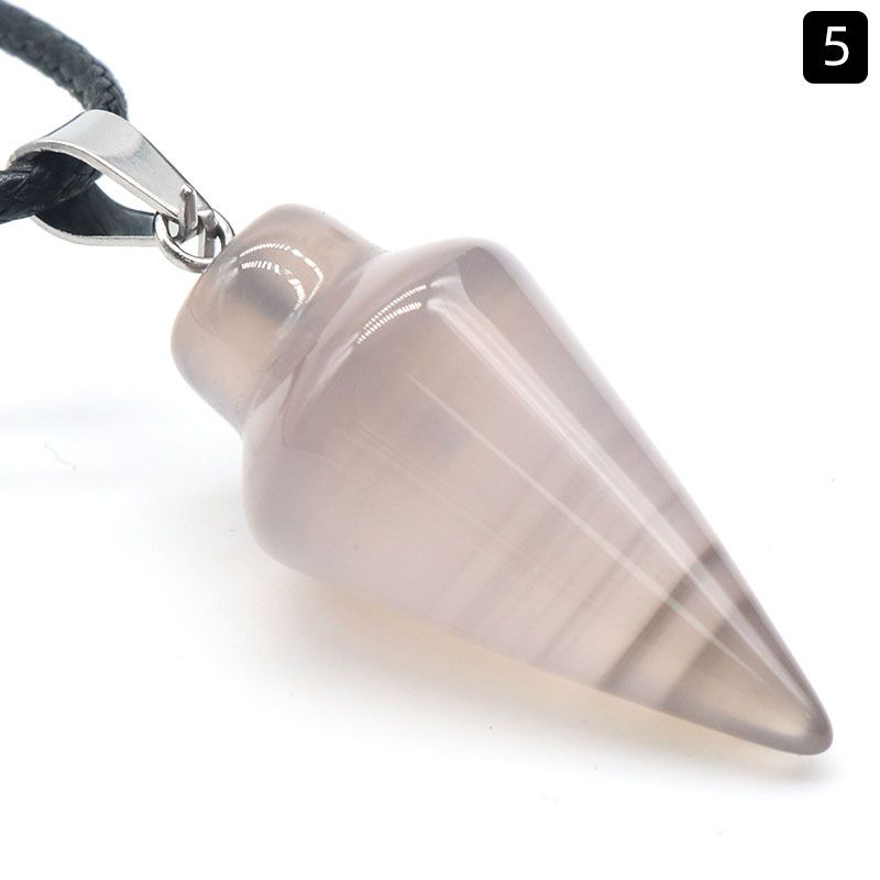 1259-Pingente cônico de cristal de ágata natural 16x30mm colar cônico transfronteiriço transmissão ao vivo jóias de pedra natural