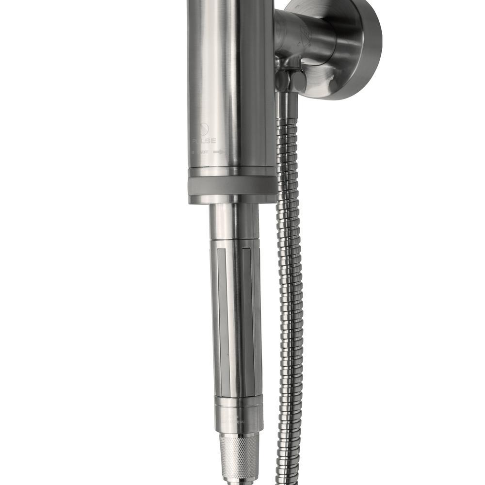1-spray 8 in. Dual Shower Head and Handheld Shower Head with Low Flow in Brushed-Nickel