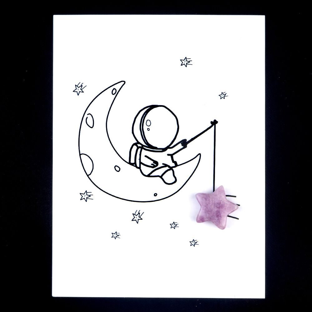 1817-Card Series 15mm Pentagrama Natural Crystal Agate Fun Card