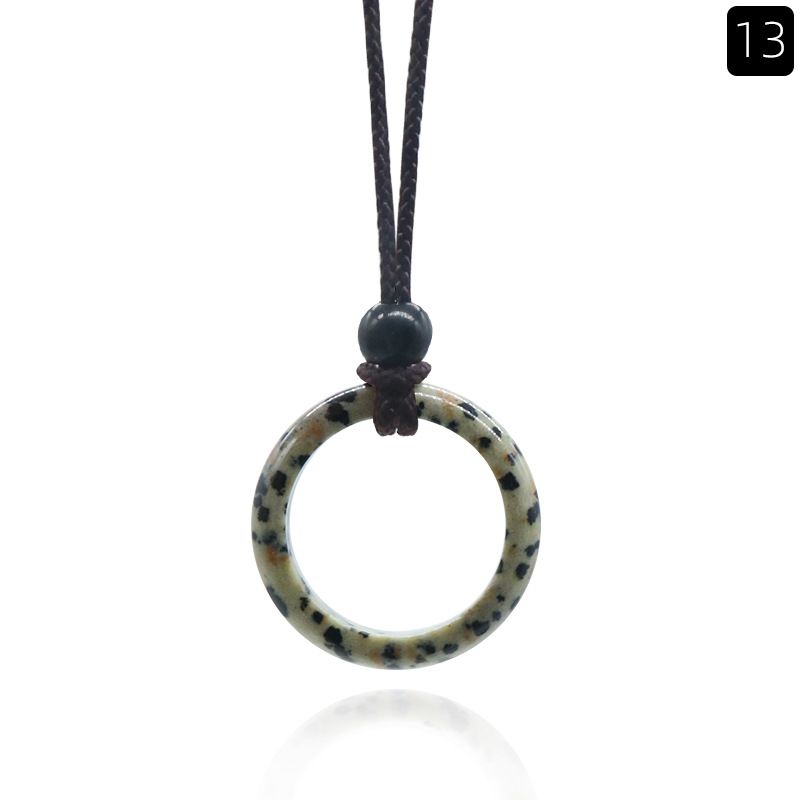 1435-Colar de Anel de Pedra de Cristal Natural Anel de Correr Clavícula Círculo Feminino Colar Simples Jóias