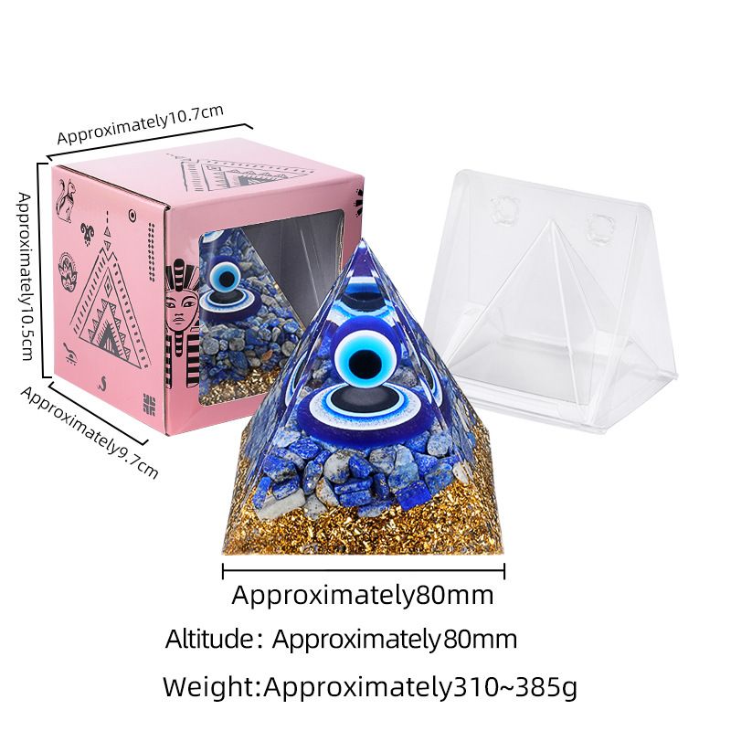 Pirâmide de cristal natural de 8cm Casa criativa europeia e americana Ornamento de mesa Yoga Resina de meditação Pirâmide de epóxi
