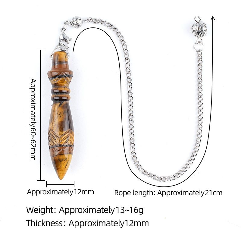Pingente de pêndulo semiprecioso Pedra áspera Escultura Cetro Yoga Meditação Freqüência Ajustável Kanak Pêndulo de Pedra Natural