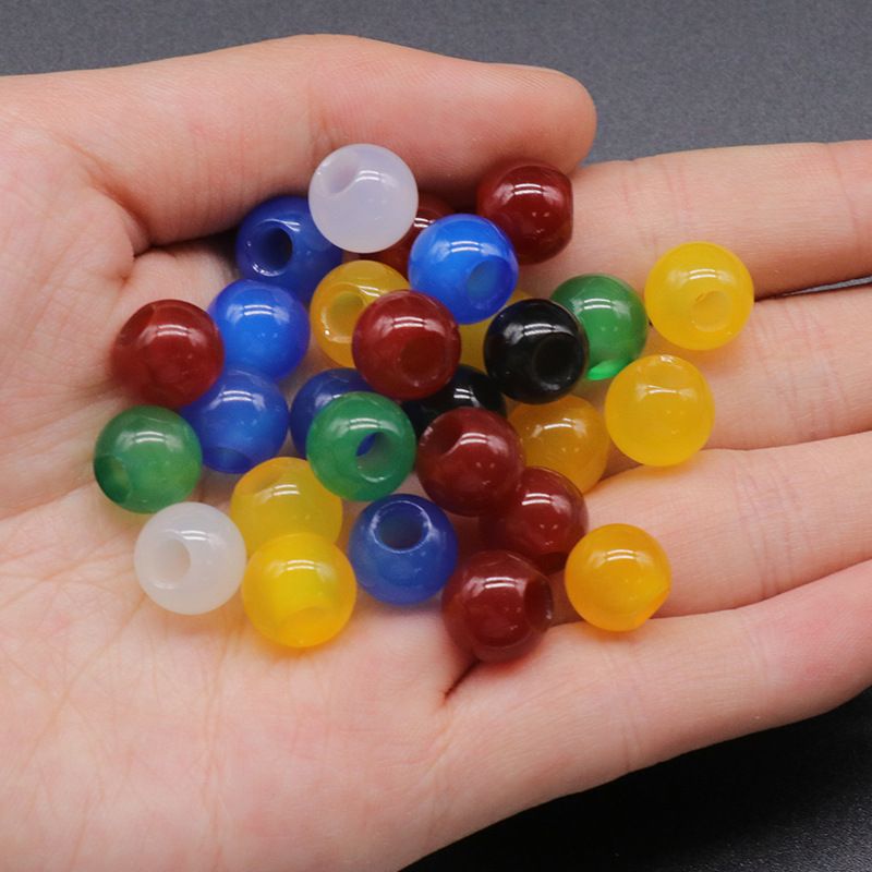 1587 uma abertura de 10mm 4mm azul amarelo verde branco vermelho preto ágata contas redondas grande buraco solto contas DIY tecido acessórios de jóias