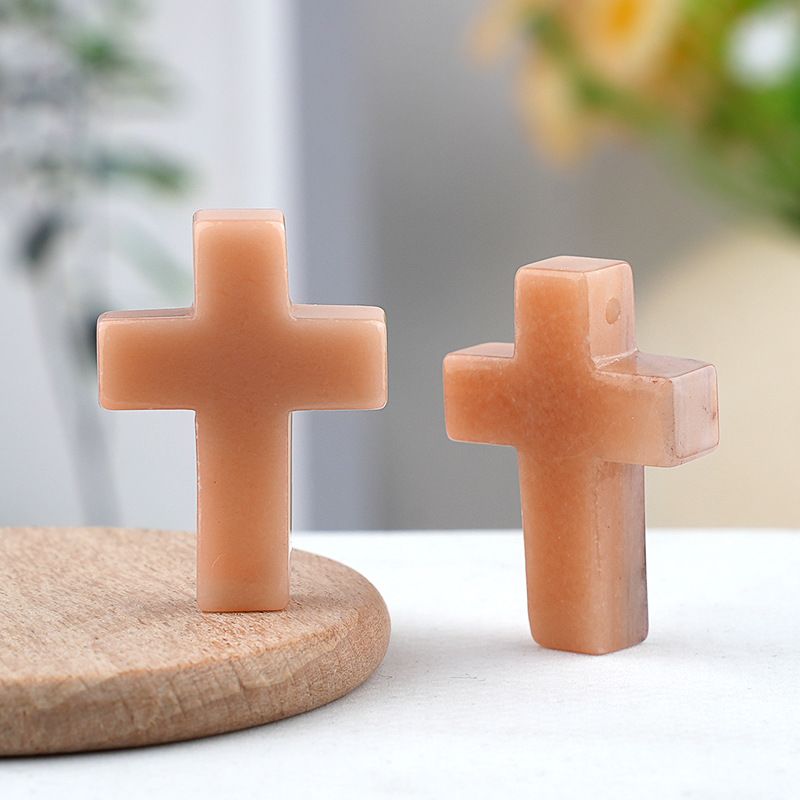 Pó de pedra natural de cristal cruz pingente pingente colar de jóias DIY acessórios