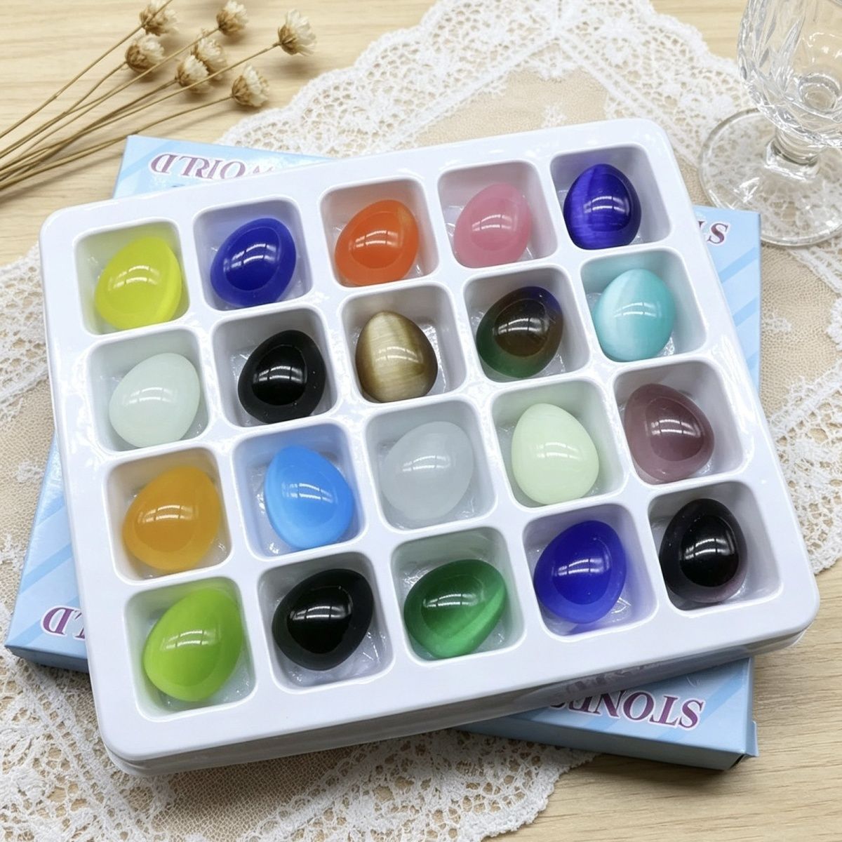 20 ovos de opala de cor mista, ovos coloridos de Páscoa DIY mini decoração de enfeite de ovo colorido