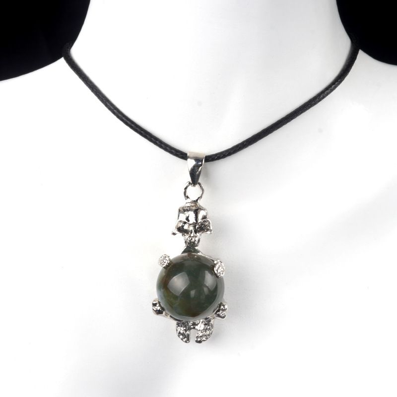 1713-16Mm cristal ágata bola de pedra crânio homem colar pingente, Páscoa Europa e América