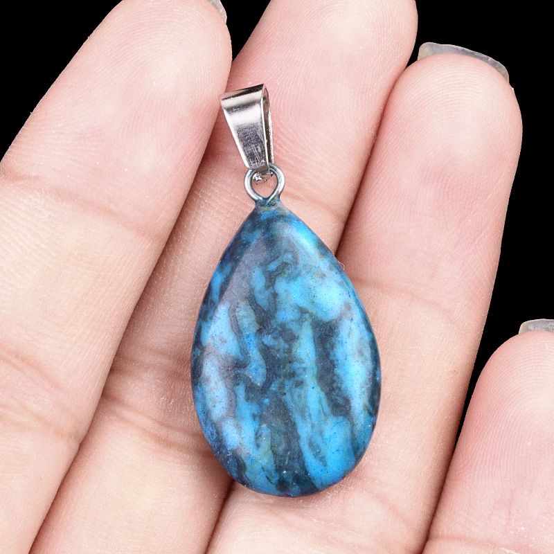 1743-16X24mm pedra de cristal natural ágata pingente de gota de água plana, pingente de pedra DIY acessórios de jóias