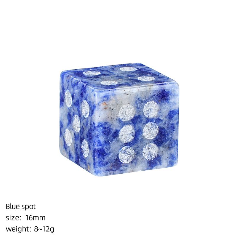 Dados de cristal natural de 16Mm divertidos pontos do jogo de tabuleiro adereços do jogo jateados em ângulo reto dados de pedra semipreciosa