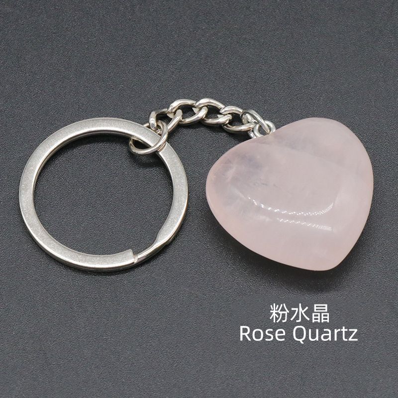 Pedra de ágata de cristal natural 30mm chaveiro do amor, pingente em forma de coração DIY caixa de presente acessórios de jóias