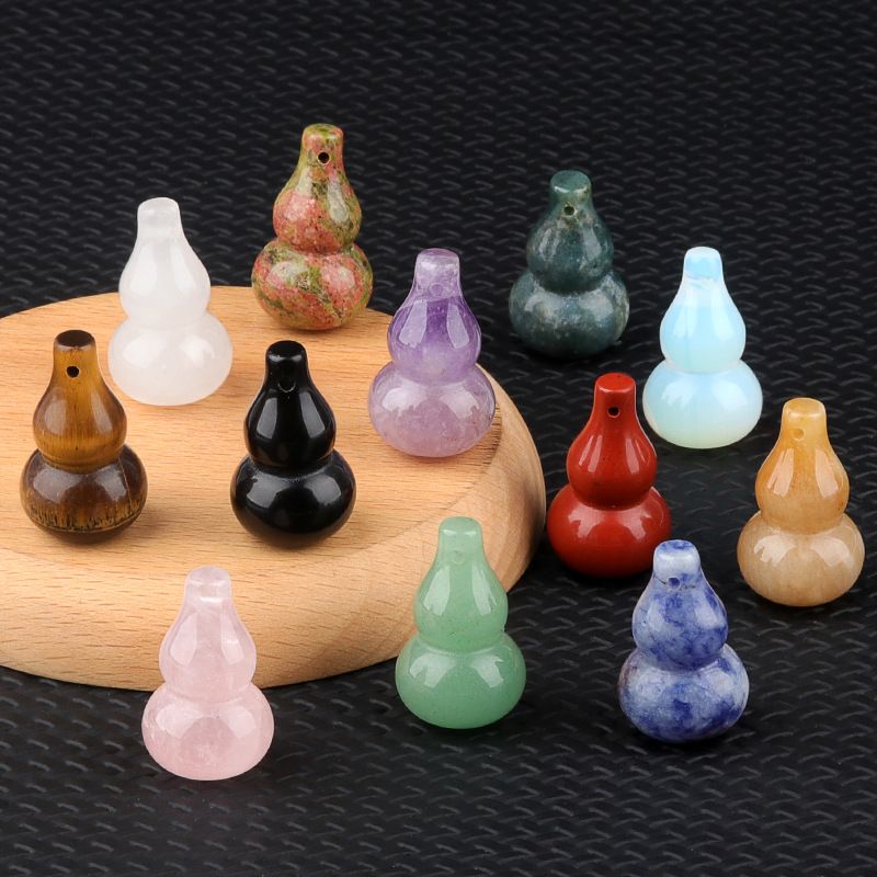 30Mm pingente de cabaça de cristal natural, tecido cultural e acessórios de jogo DIY jade ágata pequeno pingente de cabaça de jóias