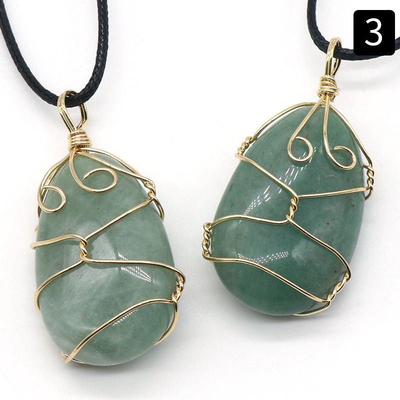 Ágata de cristal natural, pedra semipreciosa, pingente de enrolamento de gota de água, jade Dongling de cristal em pó, colar de pedra olho de tigre.