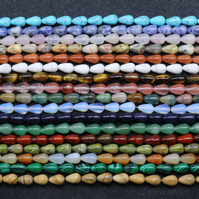 861-Pedra semipreciosa de ágata de cristal natural 8X12mm gota de água frisada DIY pulseira colar brincos material de jóias