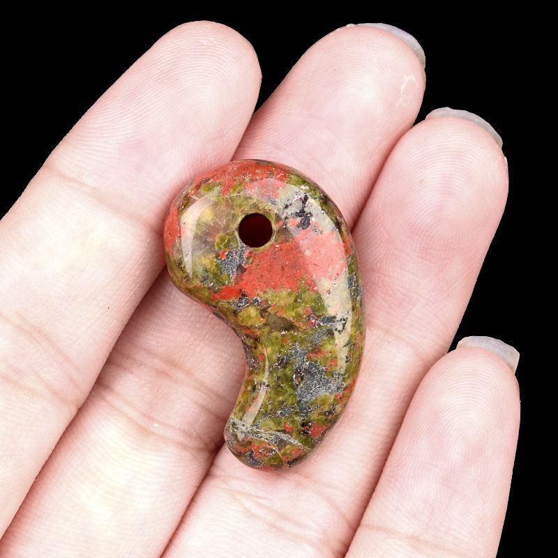 1212-Cristal natural 18X30 buraco 3mm gancho pingente de jade, anime yin e yang big dog Ibaraki vinho engolindo faca demoníaca Ji