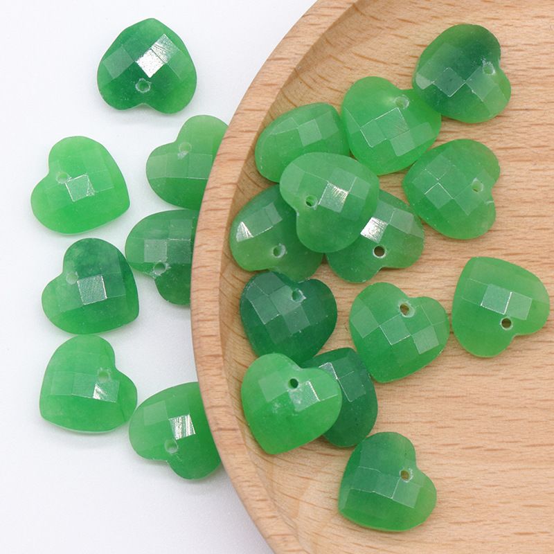 1591 um pingente de amor de corte de 12mm, pedra de cristal natural em forma de coração pulseira DIY acessórios de jóias