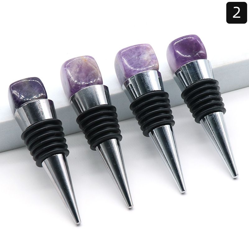 1509-Rolha de vinho semipreciosa de cristal, rolha de vinho de silicone de liga de zinco, acessórios de rolha de garrafa decorativa de pedras preciosas