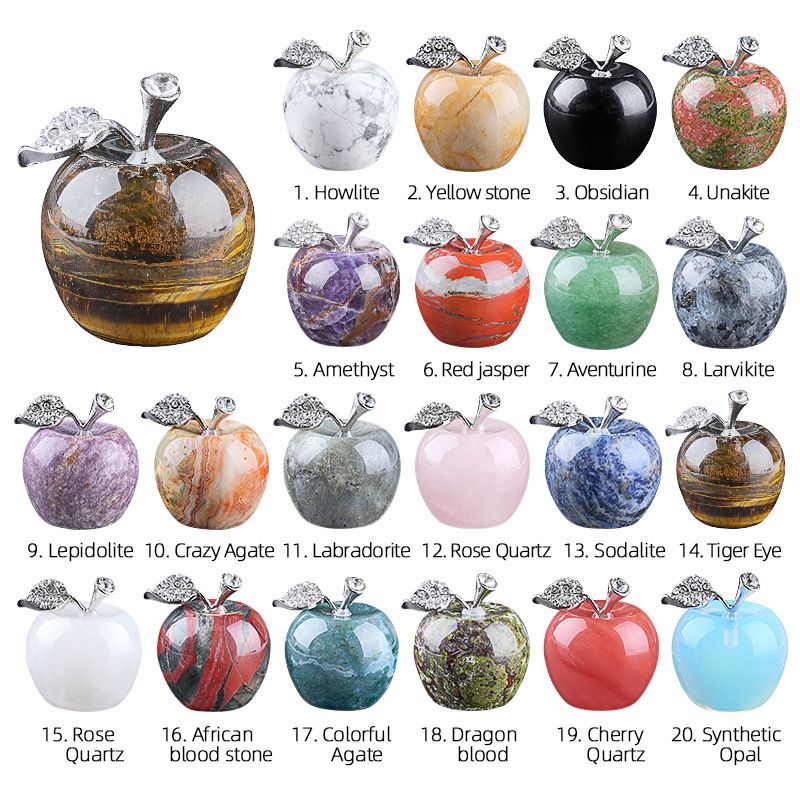 30Mm de cristal natural ornamento de maçã grande transfronteiriço Home Desktop Crafts Véspera de Natal Jade Apple