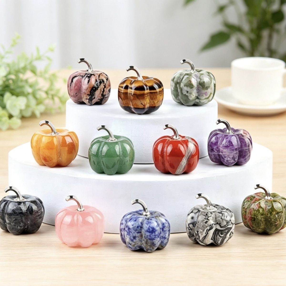 1445-30Mm abóbora, pedra de cristal natural Halloween abóbora de ação de graças ornamento de mesa