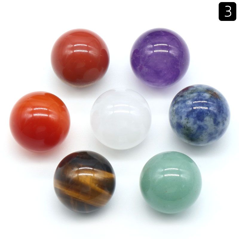 Conjunto de bolas 1355-12mm16mm20mm, cristal natural ágata bola de pedra colorida conjunto 7 pcs