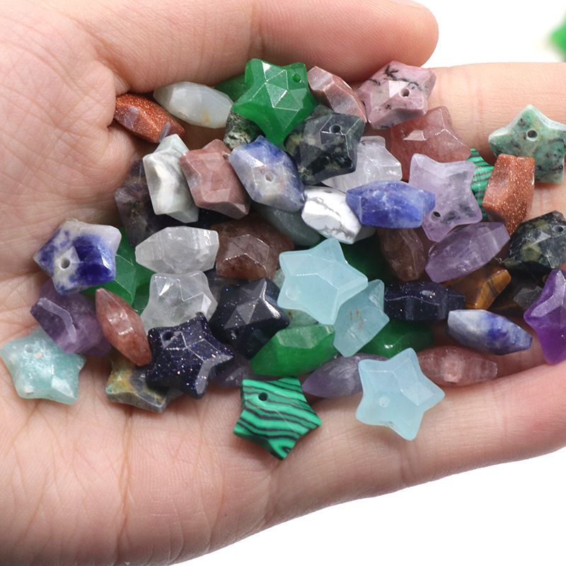 Pingente de pentagrama facetado 1590-10mm, acessórios de mini estrela de pedra de cristal atacado DIY jóias estrela