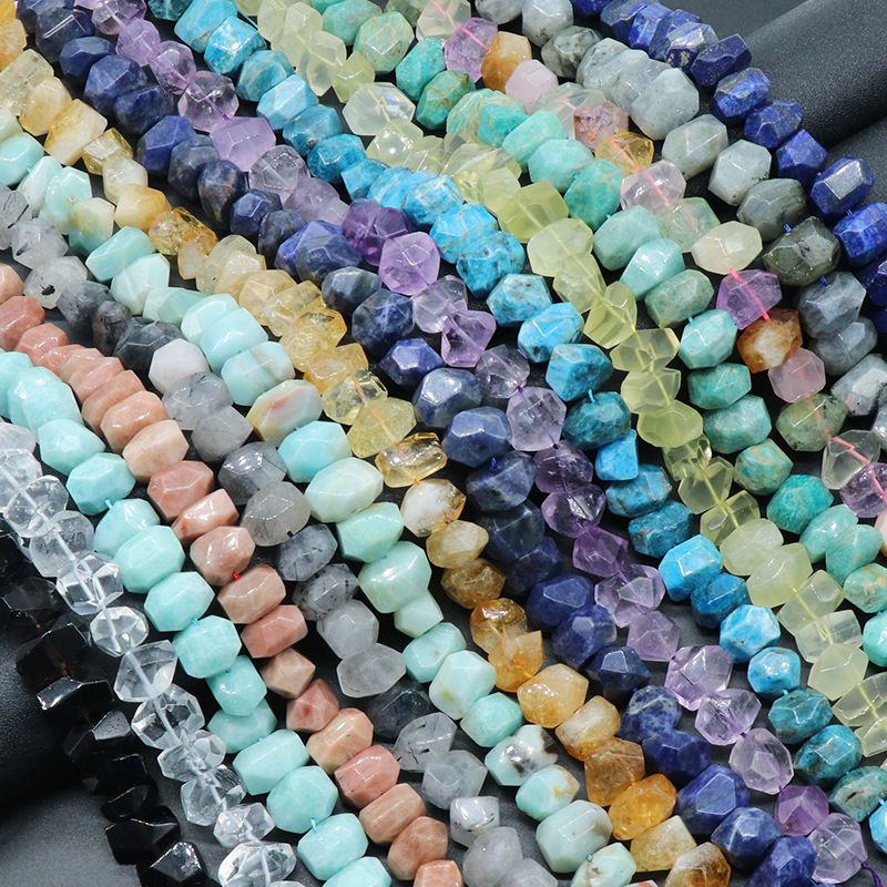 1529-Cristal corte irregular contas soltas orifício horizontal pulseira artesanal DIY colar brincos acessórios de jóias material