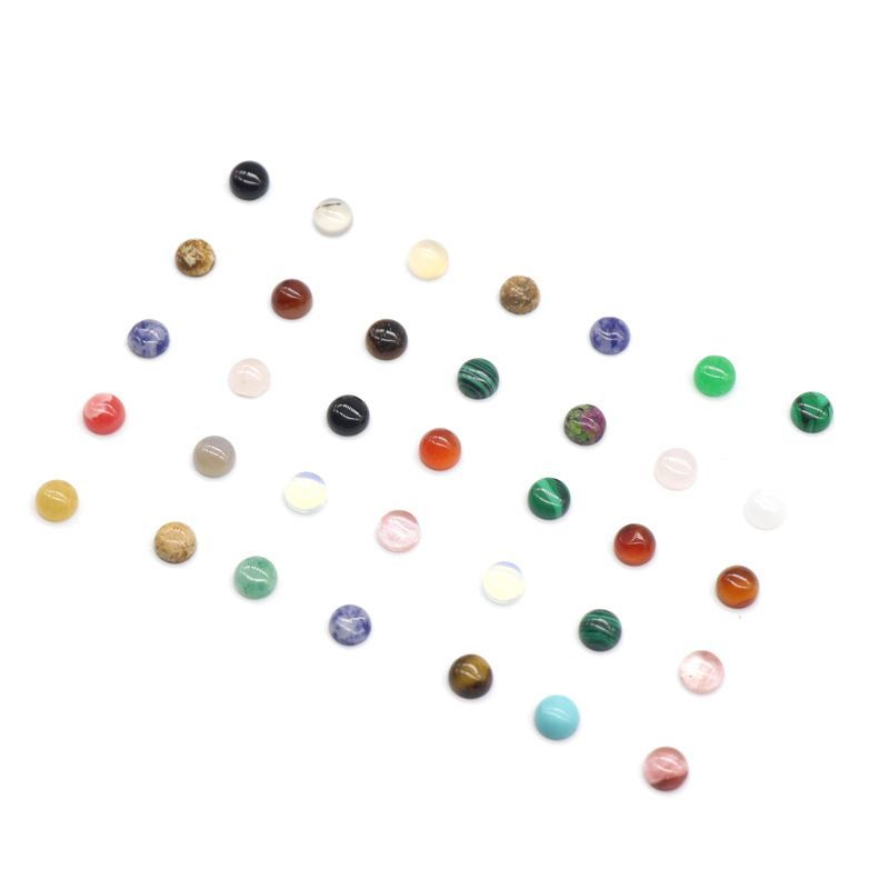 42-4Mm ágata cristal cor tesouro semi-redondo cordão anel de superfície tempo gema remendo DIY Jóias de arte de unhas japonesas acessórios