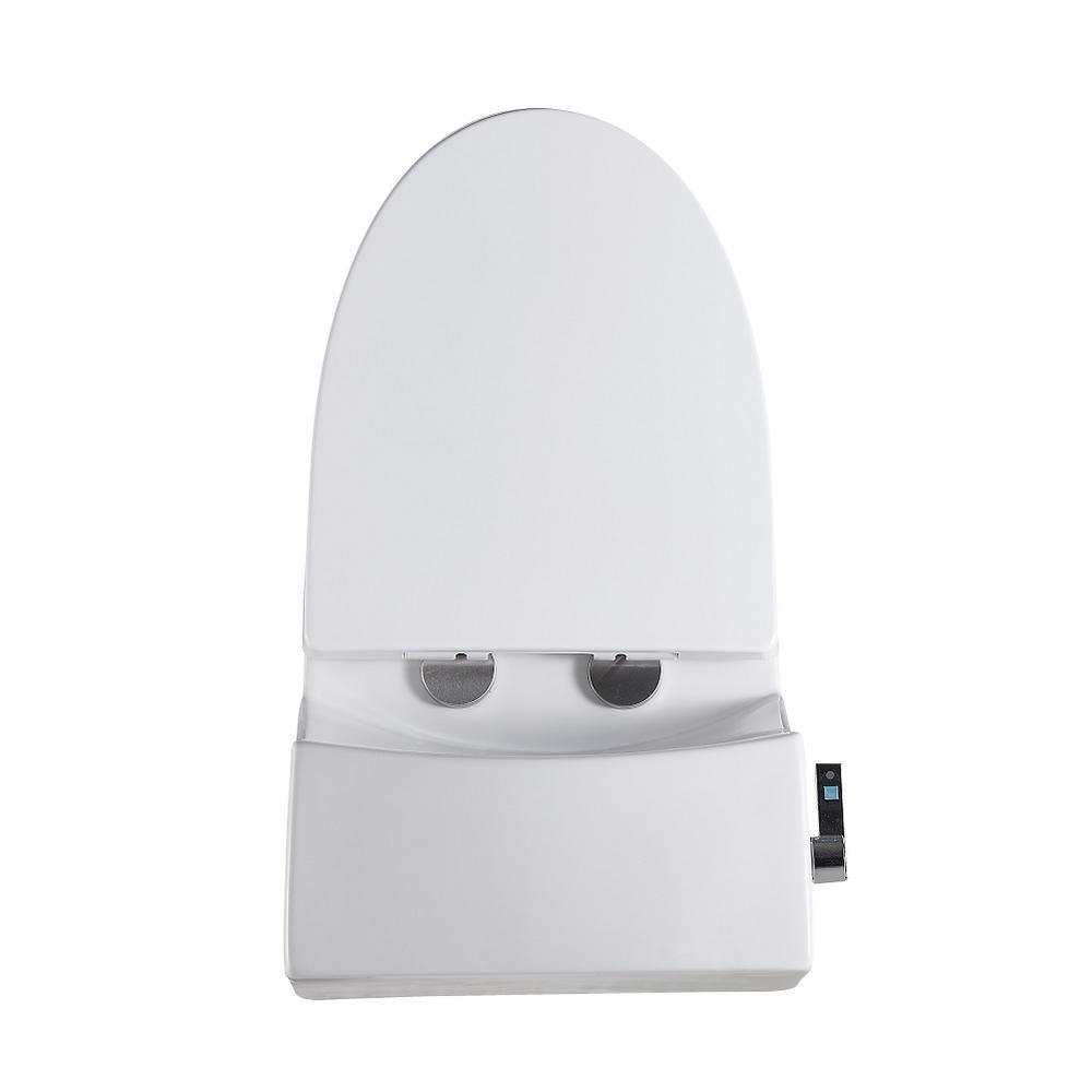 1-Piece 0.8 GPF/1.28 GPF Single Flush High Efficiency Elongated Toilet in White, Seat Included