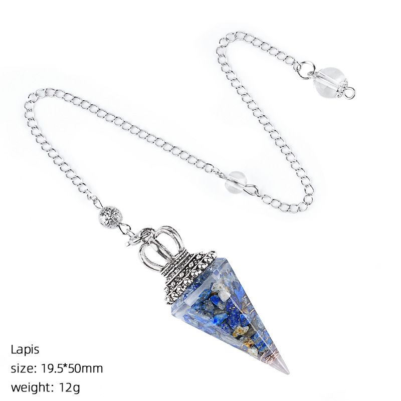 Hot Sale Pingente de Pêndulo de Cristal Natural Crown Yoga Acessórios de Meditação Hexagonal Cone Ajustável Resina de Freqüência Pêndulo