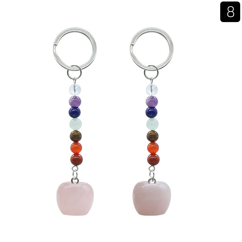 1478-Pequeno Chaveiro de Maçã Cristal Natural Pedra Colorida Pingente De Maçã De 20mm, Decoração De Véspera De Natal