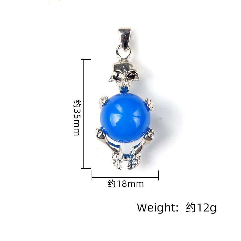 1713-16Mm cristal ágata bola de pedra crânio homem colar pingente, Páscoa Europa e América