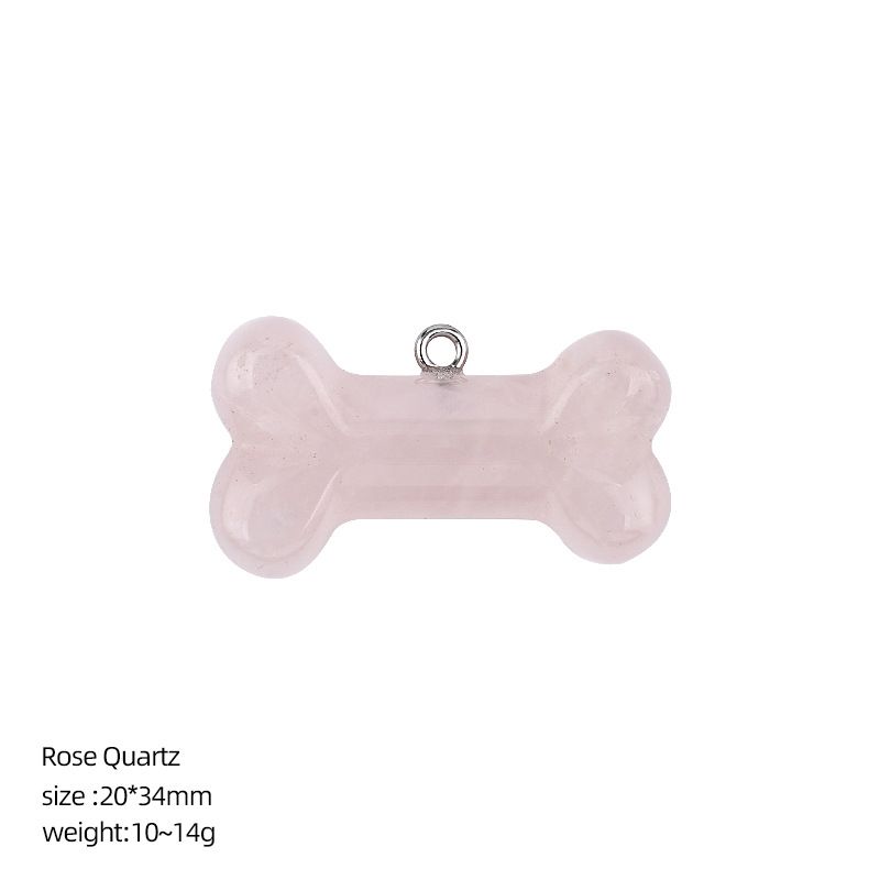 Pingente de osso de cristal natural DIY colar pingente filhote de cachorro acessórios pedra ágata gravada osso
