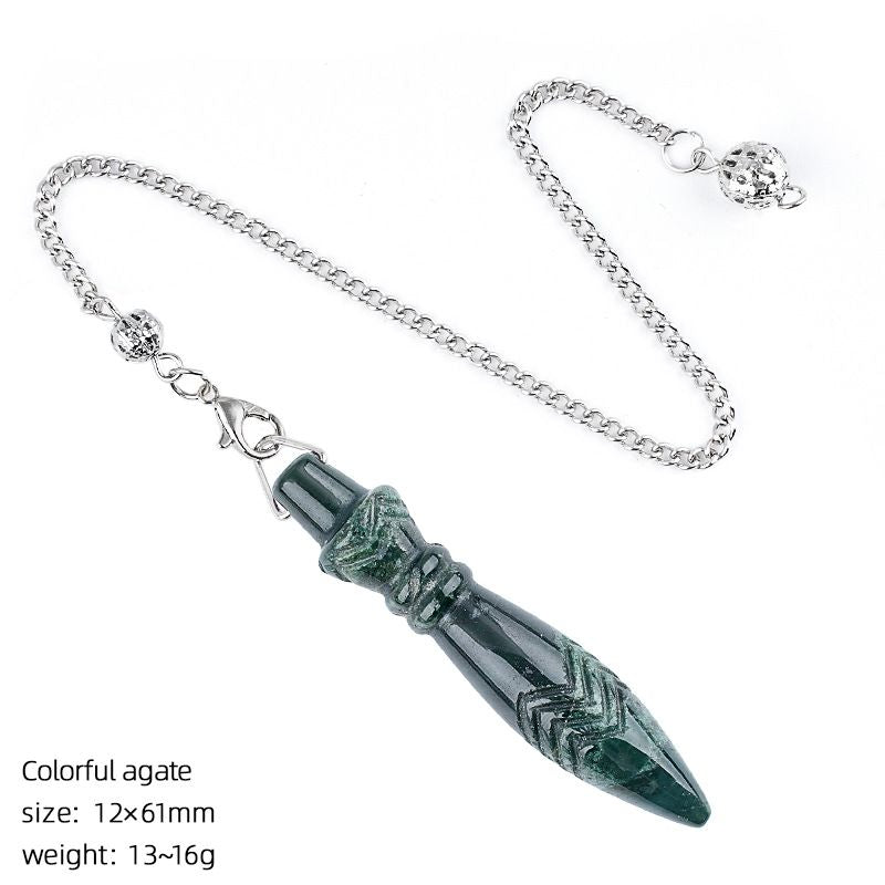 Pingente de pêndulo de cristal natural transfronteiriço Cetro vintage Meditação de ioga Frequência ajustável Thoth Thoth Pêndulo de jade