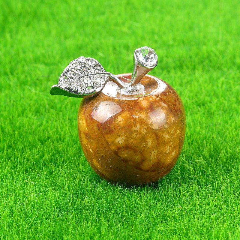 1683-Pedra de ágata de cristal maçã de 25 mm, decoração de véspera de Natal, mini enfeite de carro para casa