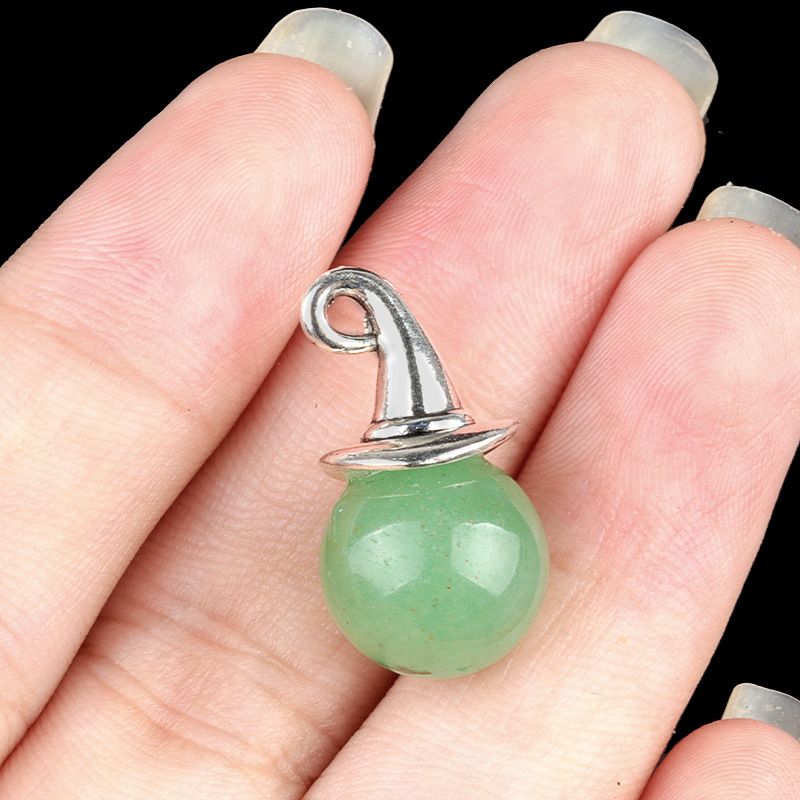 1984-12Mm pingente de chapéu de mago de ametista, chapéu de bruxa de ágata de halloween acessórios de DIY materiais