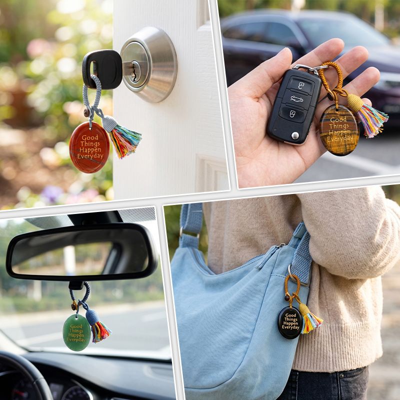 Chaveiro de pedra natural de palma de pedra DIY saco de corda trançada acessórios de carro pingente de pedra mindfulness cristal natural
