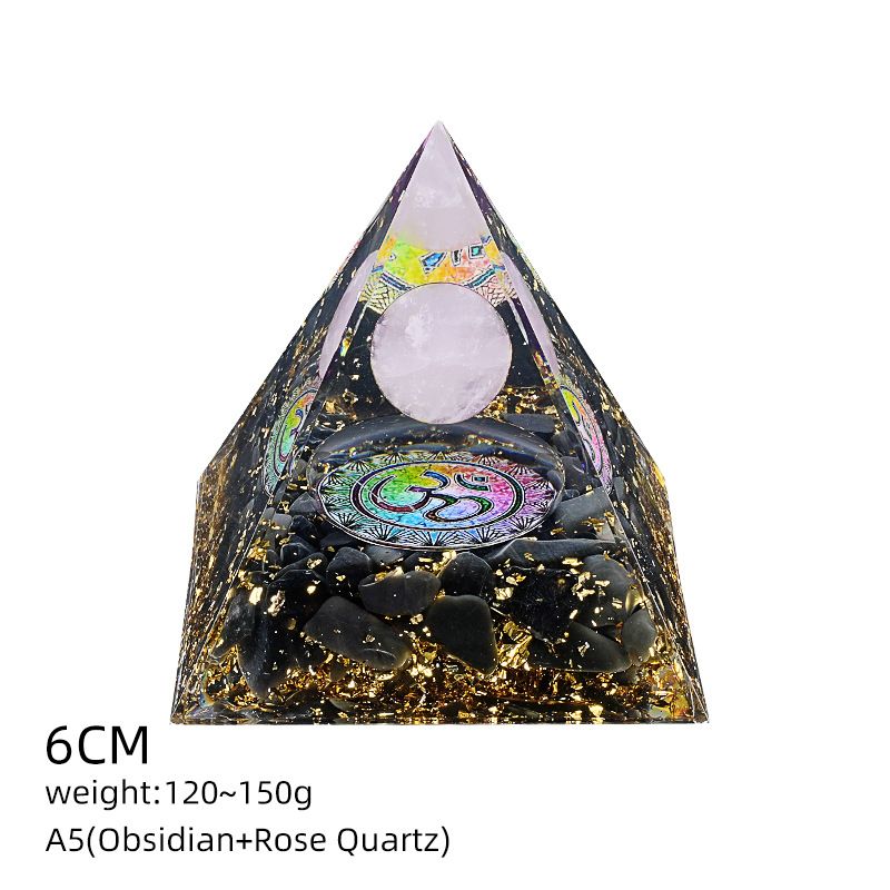 6Cm cristal bola pirâmide ornamento de mesa Chakra Yoga Meditação Resina Yoga Meditação Resina Epóxi