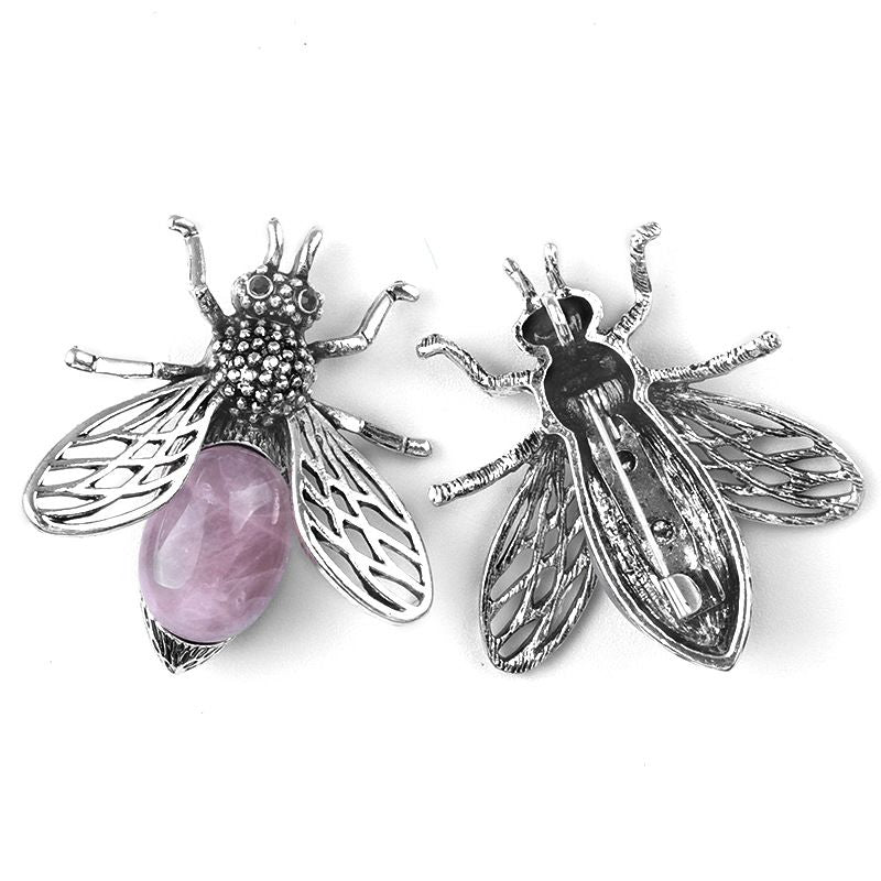 Pingente de broche de abelha 1650-48Mm de uso duplo, incrustado em liga de cristal ágata meio tesouro Pingente de broche de joias