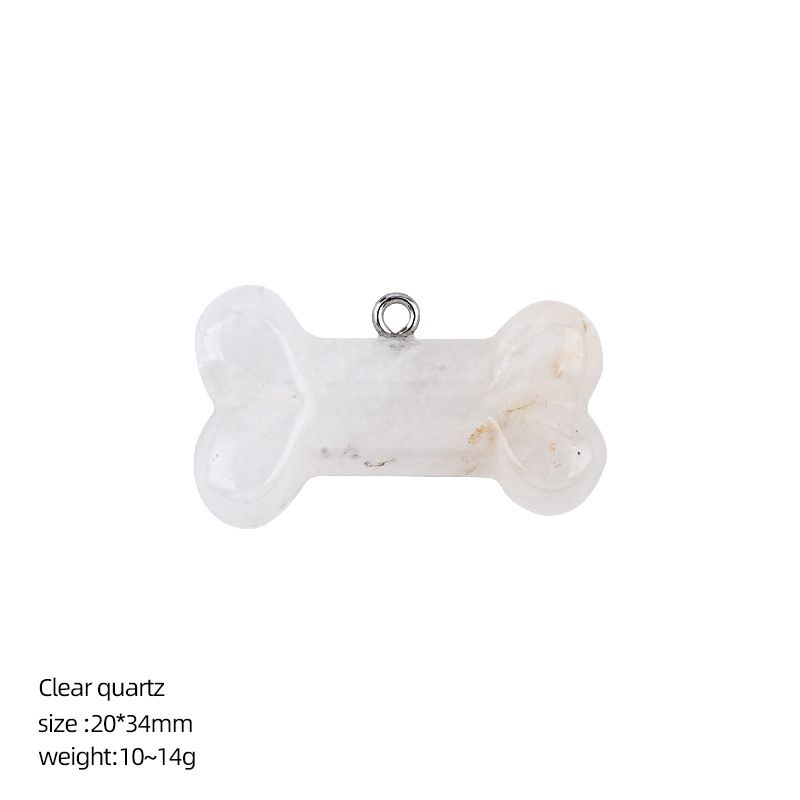Pingente de osso de cristal natural DIY colar pingente filhote de cachorro acessórios pedra ágata gravada osso