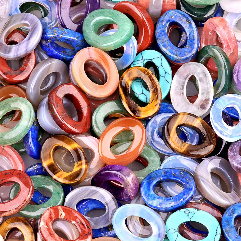 2068-18X23mm círculo de ágata de ametista em forma de botão oval oco colar colar de material de pulseira