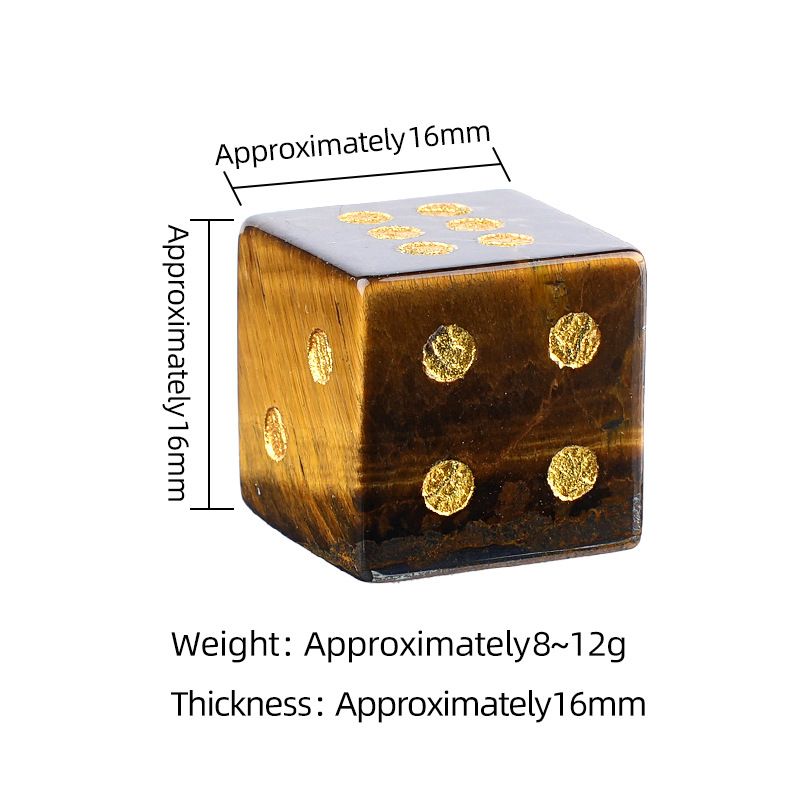 16Mm dados de cristal natural pontos de jogo de tabuleiro casual adereços escultura em pedra áspera ângulo reto cor de pedra semipreciosa