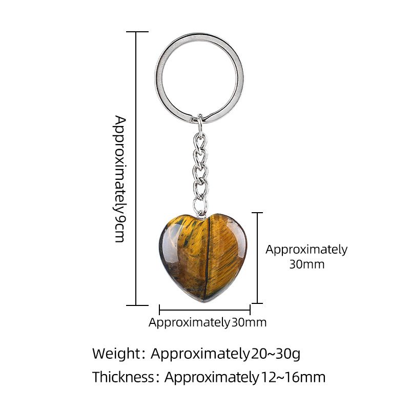30Mm cristal natural amor chaveiro bonito saco decoração do carro pedra áspera polida pingente de coração de pedra semipreciosa