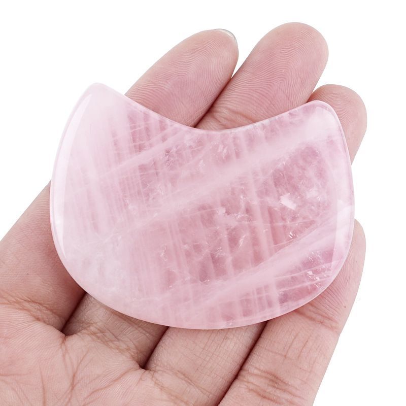 60Mm cabeça de gato pó natural ornamento de cristal facial elevador massageador crescente gatinho cristal rosa produtos de beleza