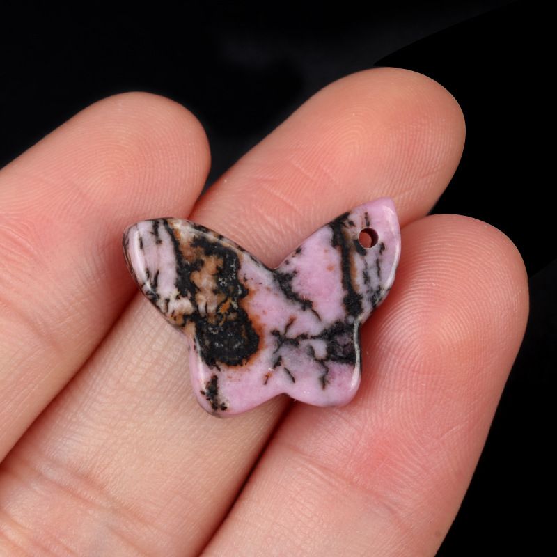 1765-Pingente de borboleta de pedra de ágata de cristal natural DIY pulseira de borboleta de pedra natural acessórios de colar