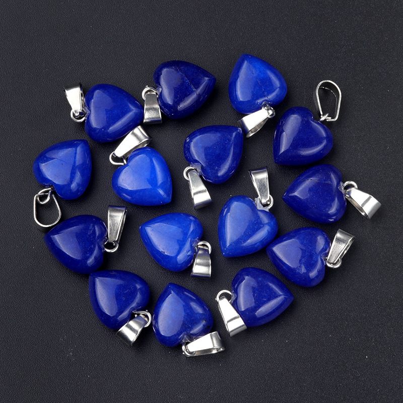 1676-13Mm pingente de amor, pingente de amor de pedra de cristal de ágata natural DIY colar em forma de coração acessórios de jóias