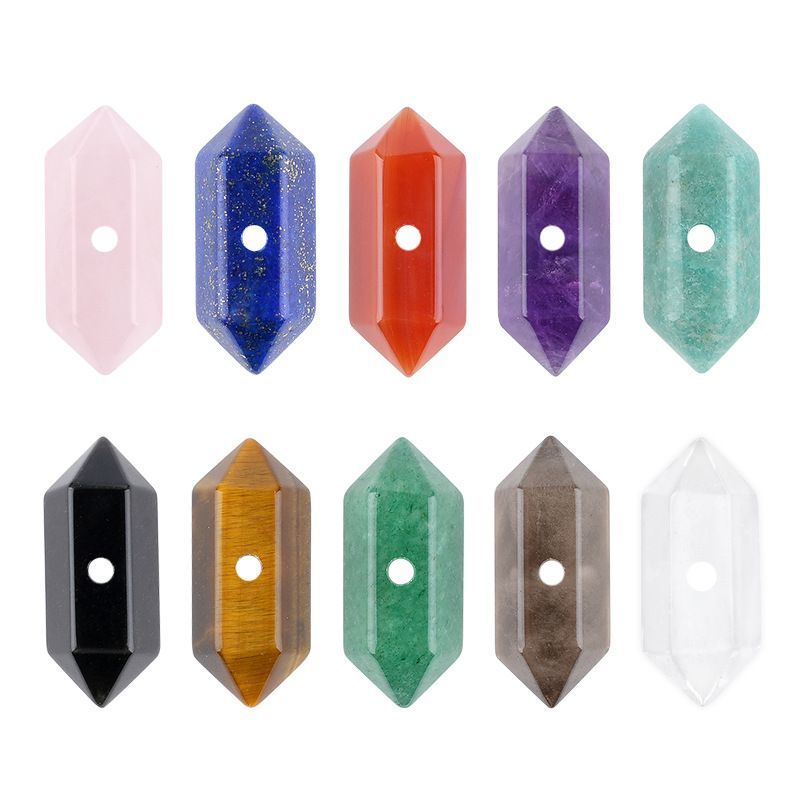 Cristal 8 * 20mm Ponta Dupla Pós Hexagonal Pulseira DIY Pingente Colar Acessórios Cristal Branco Ponta Dupla Pós Hexagonal