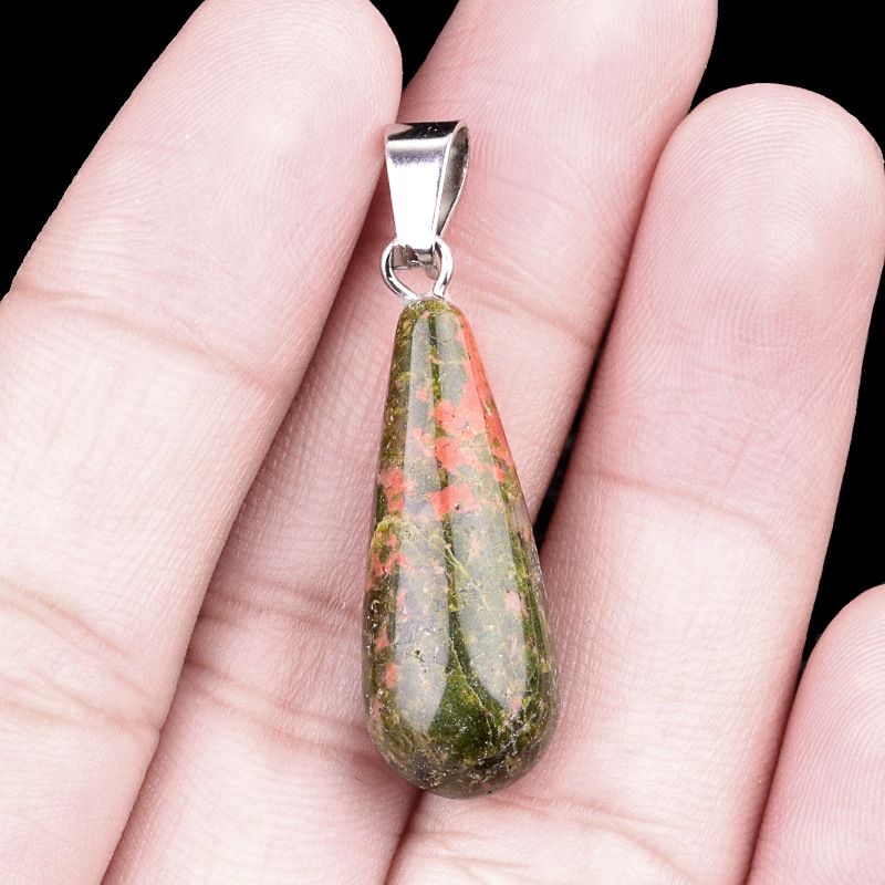 1462-25Mm pingente longo de gota de água, pedra semi-preciosa natural pingente longo de gota de água brincos DIY colar acessórios de jóias