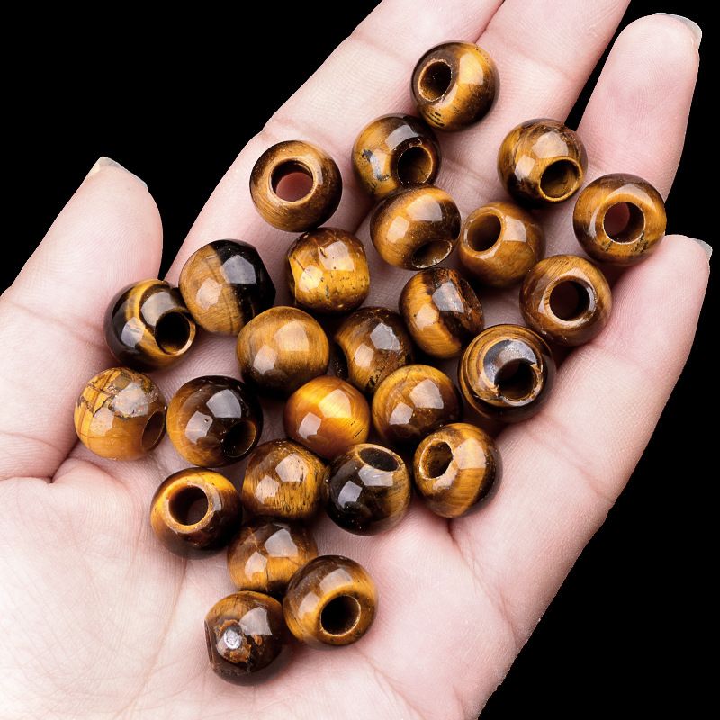 317 - Contas de Grandes Furos, Contas Soltas de Ágata Cristalina, 12mm, 5mm, Contas Soltas de Pedra Natural de Grandes Furos, Materiais de Joias DIY Atacado