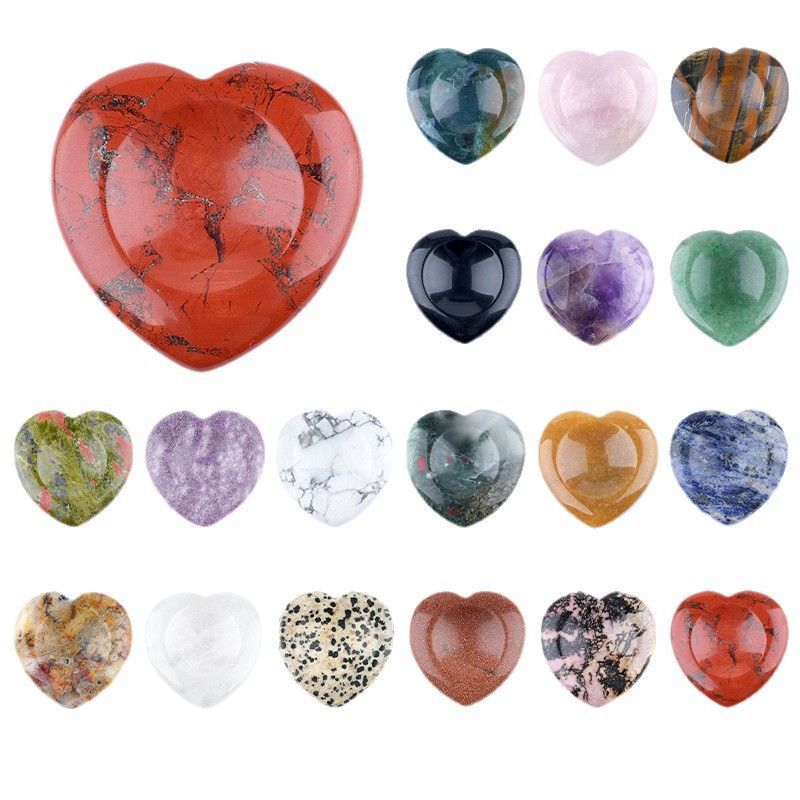 40Mm de cristal natural polegar de pedra de palma Ágata de jade transfronteiriça europeia e americana escultura sulco em forma de coração amor polegar de pedra