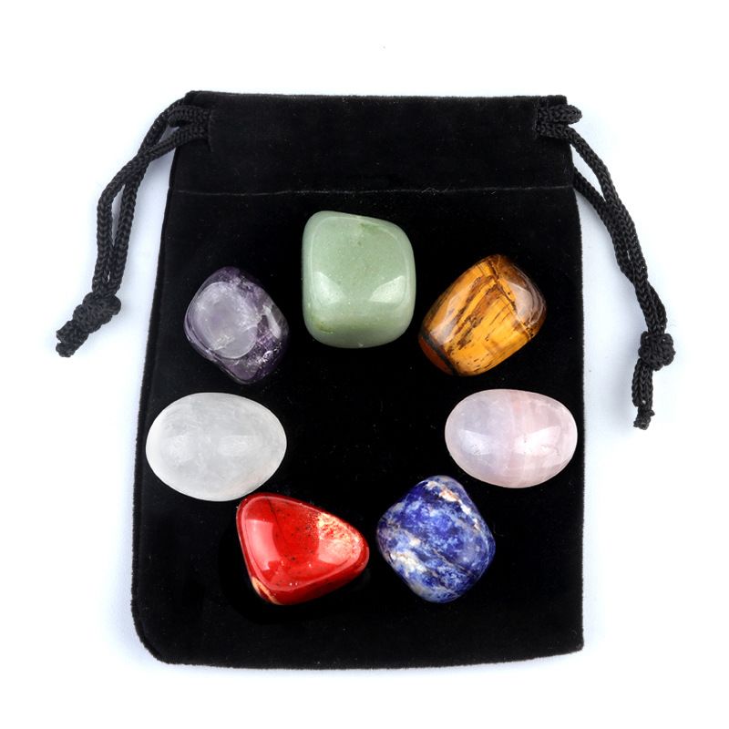 1536-Pedra natural cristal ágata pedra sete veios irregular rolando pedra pedra colorida yoga pedra 7 / 8 peças conjunto