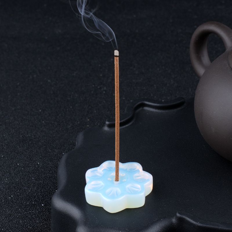 Inserção de incenso de lótus de cristal natural cabeça de pedra semipreciosa, base de suporte de incenso de arame, inserção de queimador de incenso de pedra de olho de tigre de 30 mm