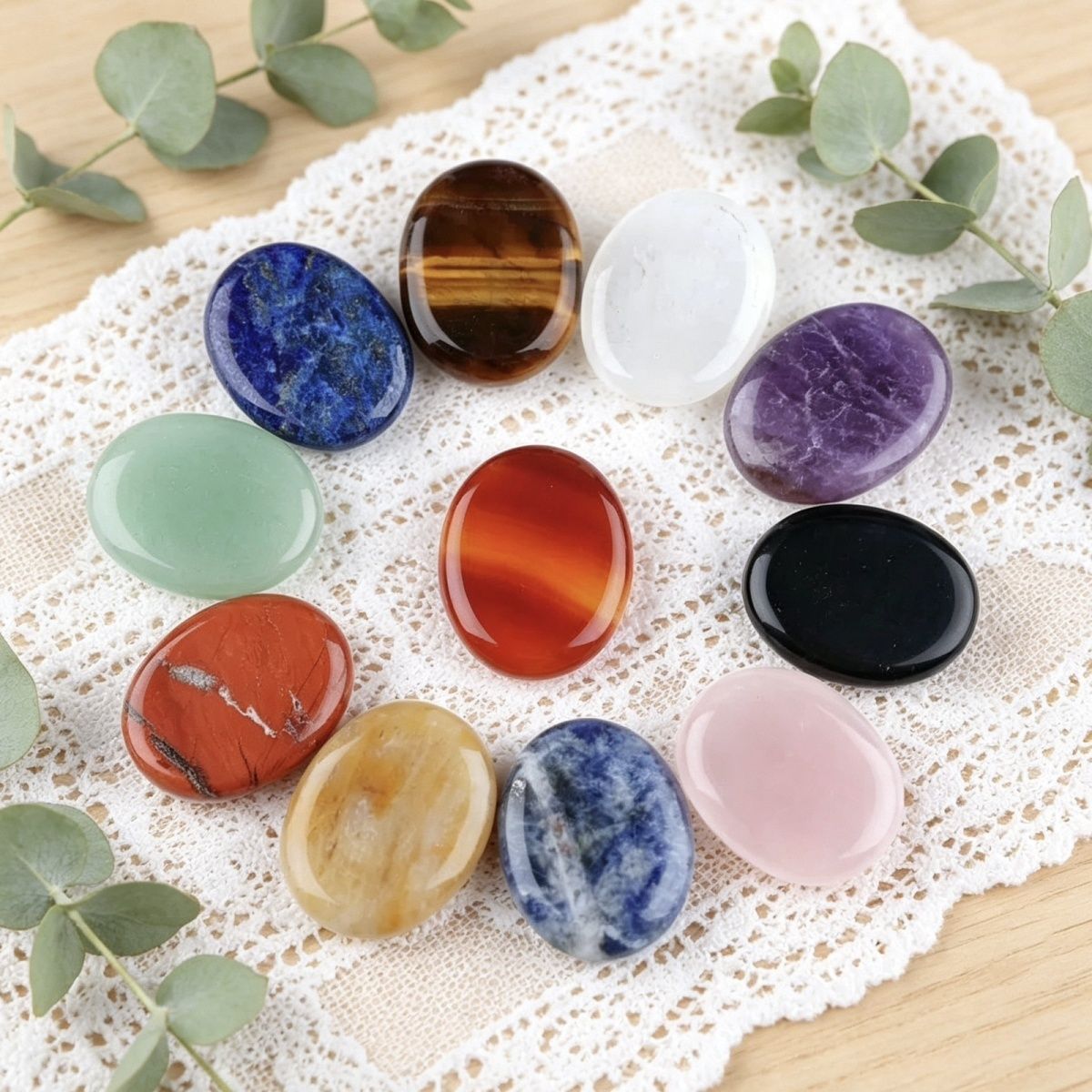 Gravação runa LOGO cristal oval fatia de pedra natural acessórios de jóias personalizados DIY